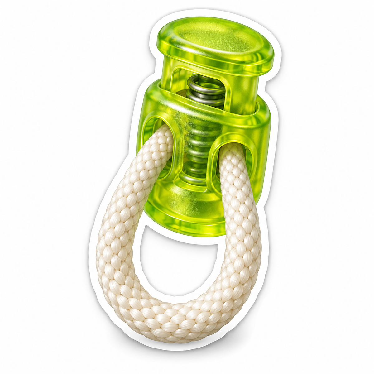 Lime Clear Cord Lock with Ivory Rope Loop Vinyl Decal Stickers
