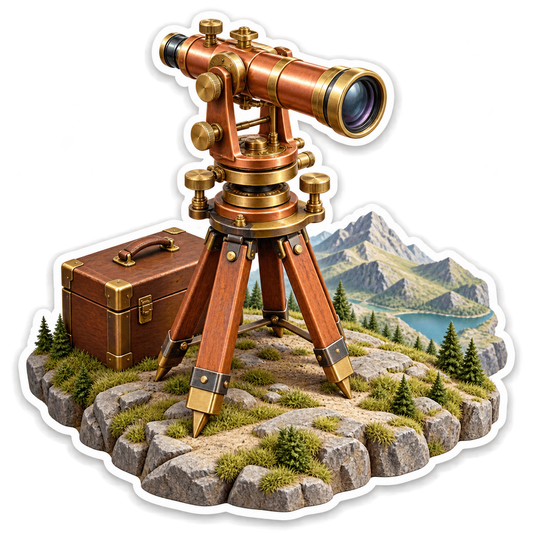 Copper Survey Telescope on Mountain Tripod Art Vinyl Decal Stickers