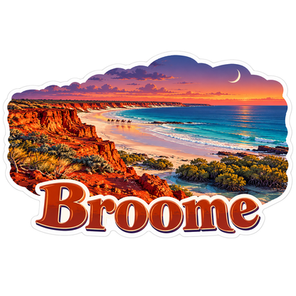 Broome Red Coastal Cliffs at Twilight Vinyl Decal Stickers