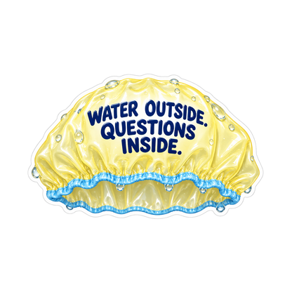 Yellow Shower Cap with Funny Water Quote Vinyl Decal Stickers