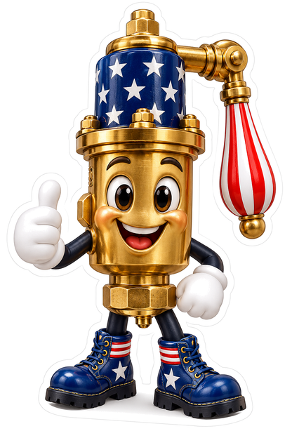 Patriotic Brass Steam Whistle Mascot Art Vinyl Decal Stickers