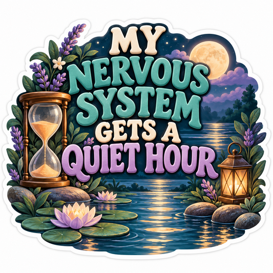 Moonlit Pond Hourglass Lavender Quote Art Vinyl Decal Stickers