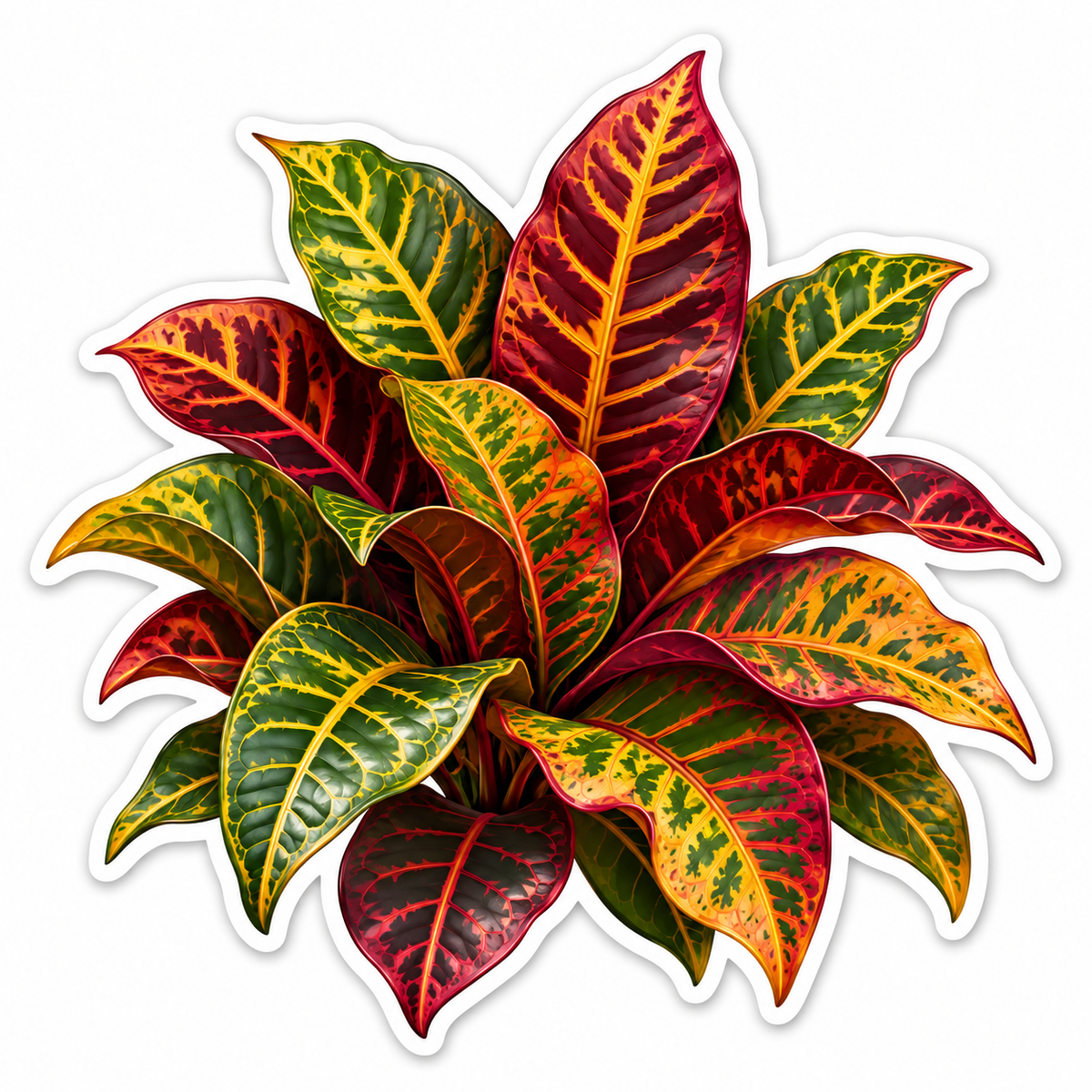 Colorful Croton Leaves with Golden Veins Art Vinyl Decal Stickers