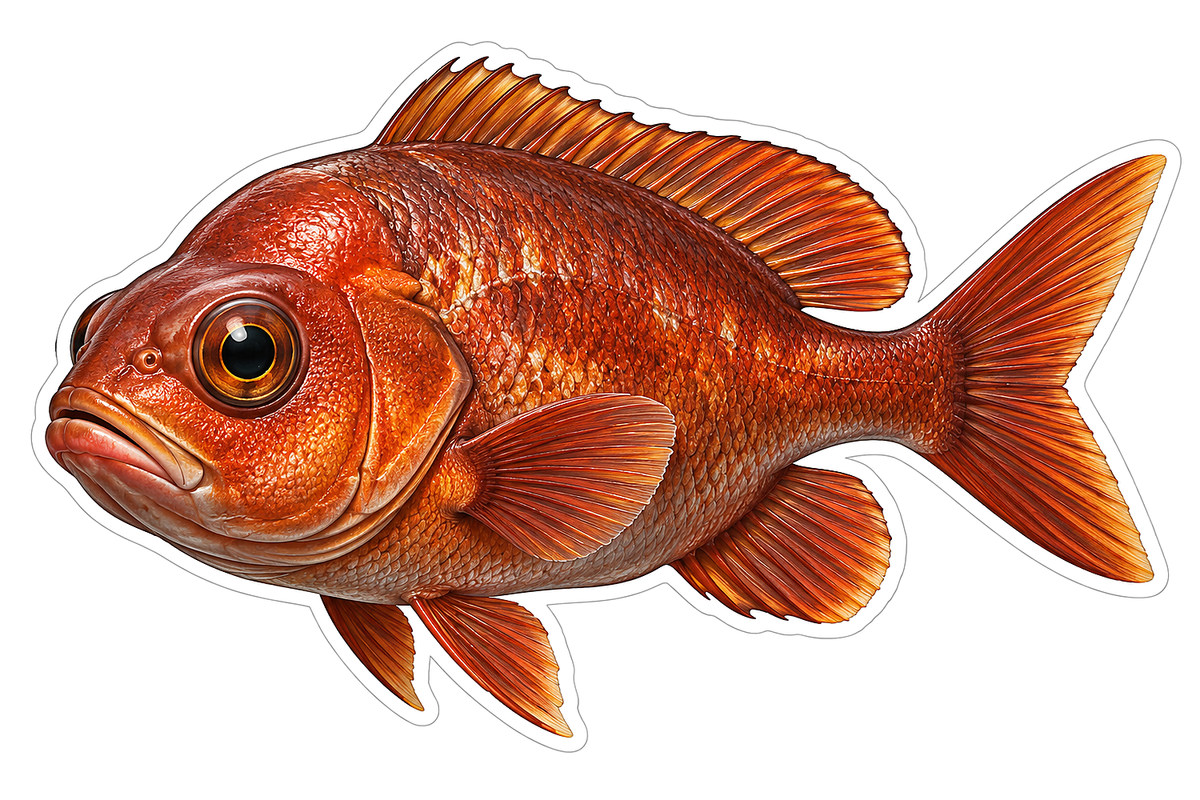 Copper Orange Round Large Eye Fish Art Vinyl Decal Stickers