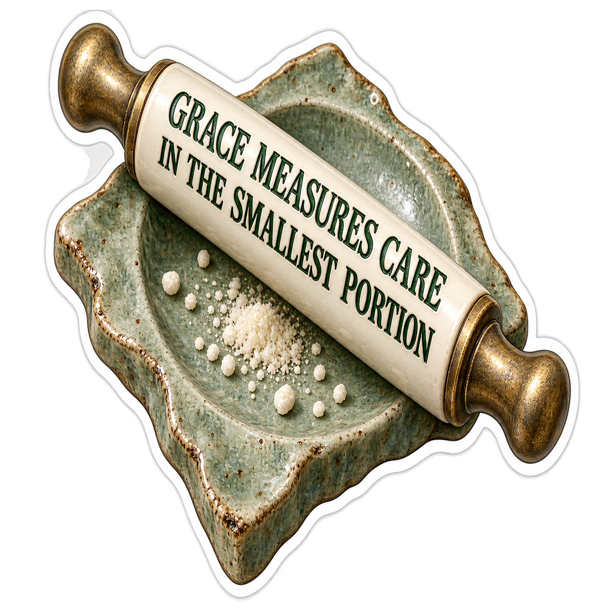 Grace Scroll on Green Tray Art Vinyl Decal Stickers