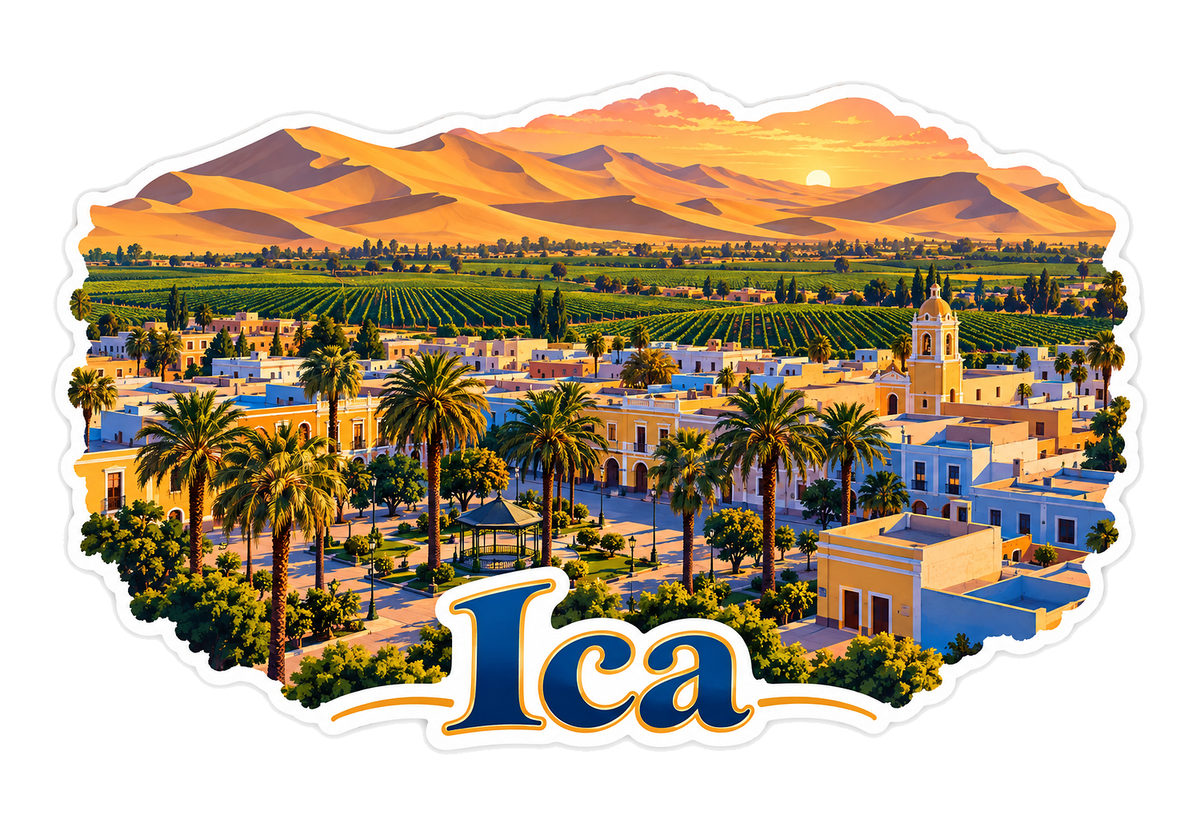 Ica Desert City with Vineyards and Sunset Dunes Vinyl Decal Stickers