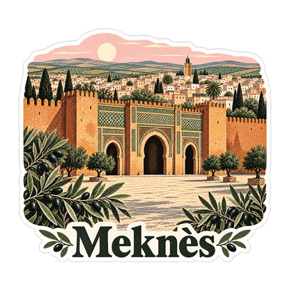 Meknes Ornate City Gate Art Vinyl Decal Stickers