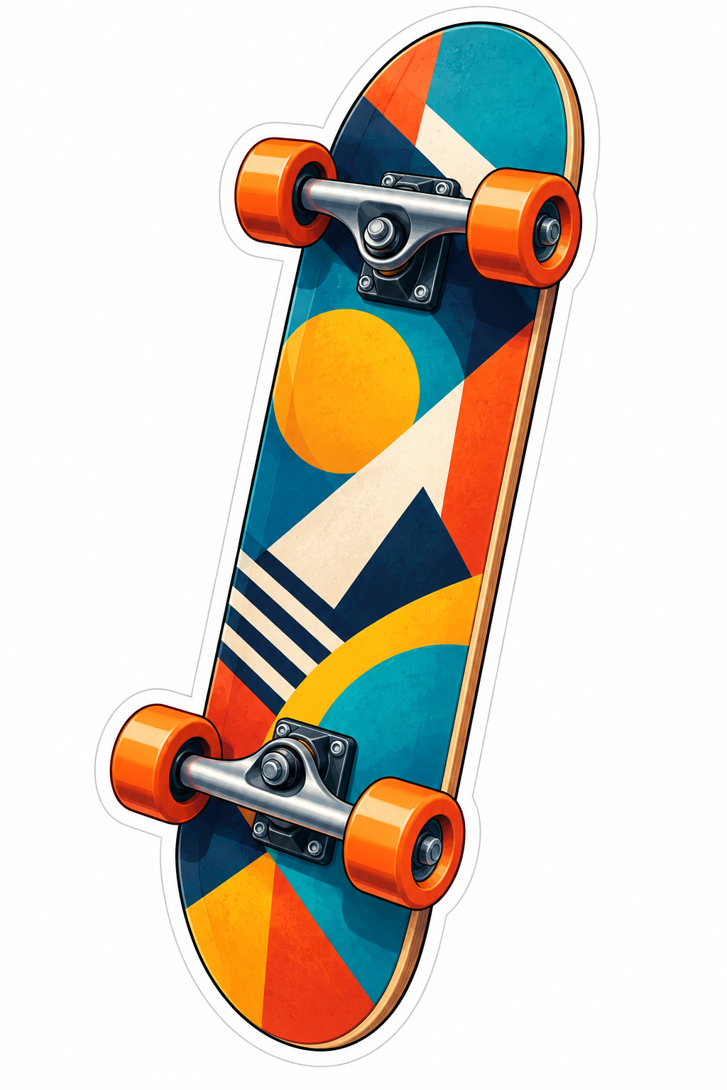 Geometric Teal Orange Skateboard Vinyl Decal Stickers