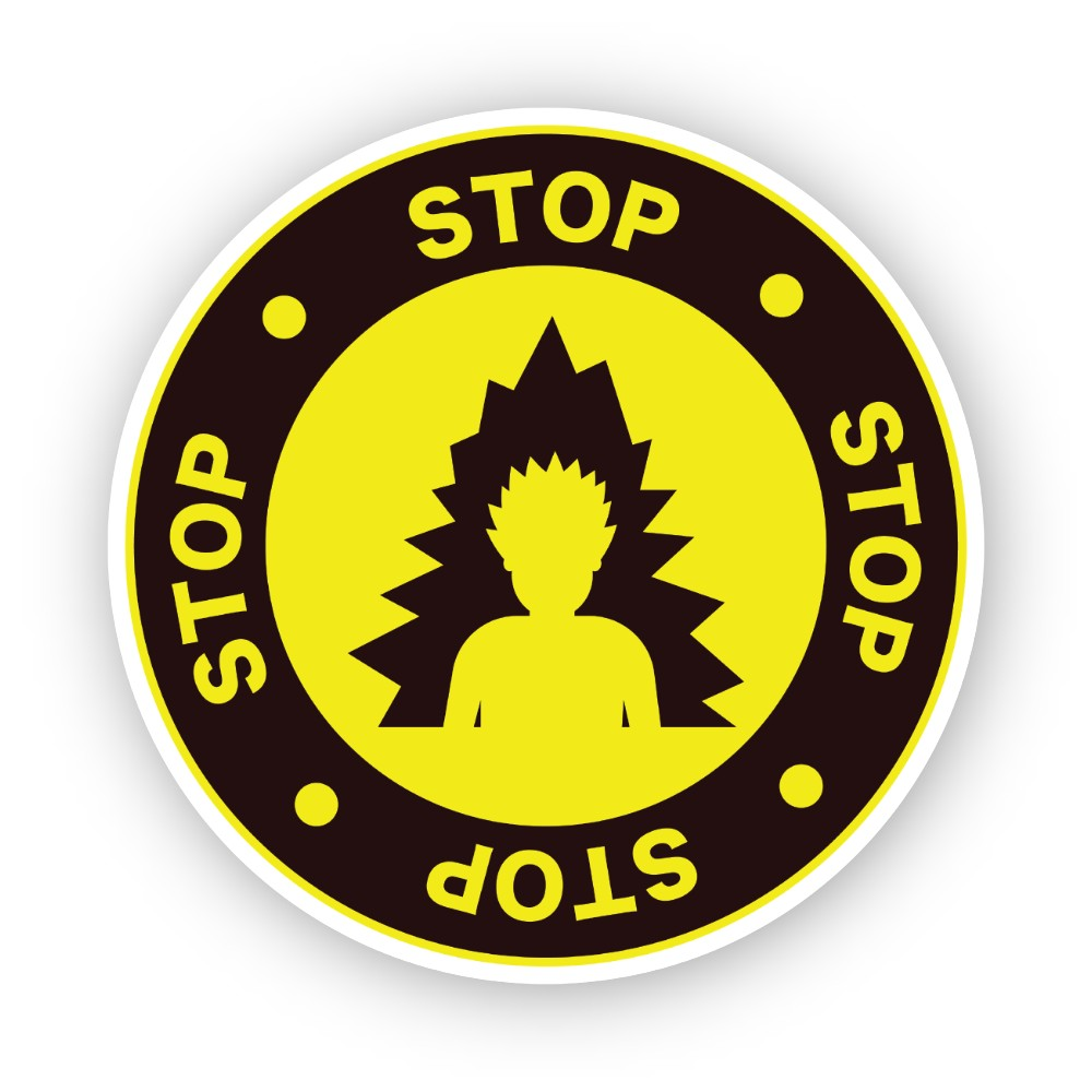 Yellow Stop Ring Spiky Figure Burst Circle Vinyl Decal Stickers
