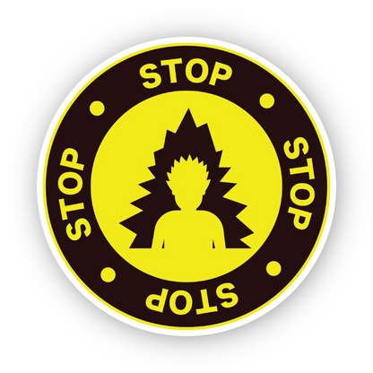 Yellow Stop Ring Spiky Figure Burst Circle Vinyl Decal Stickers