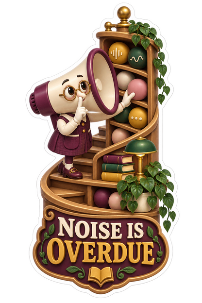 Megaphone Librarian at Spiral Bookshelf Art Vinyl Decal Stickers