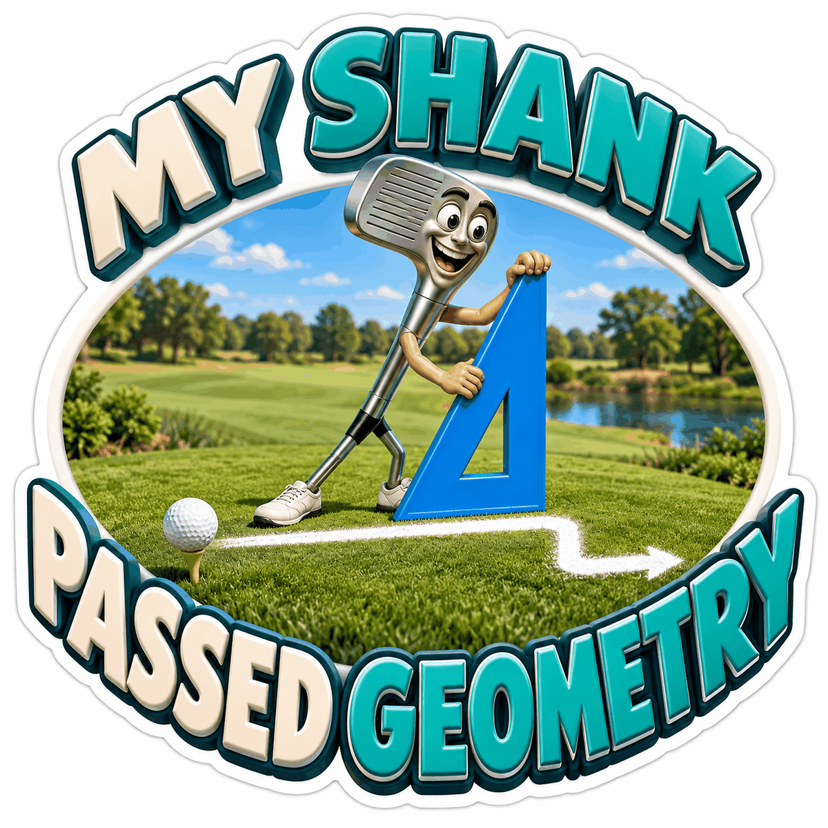 Golf Club Holding Blue Geometry Triangle Art Vinyl Decal Stickers