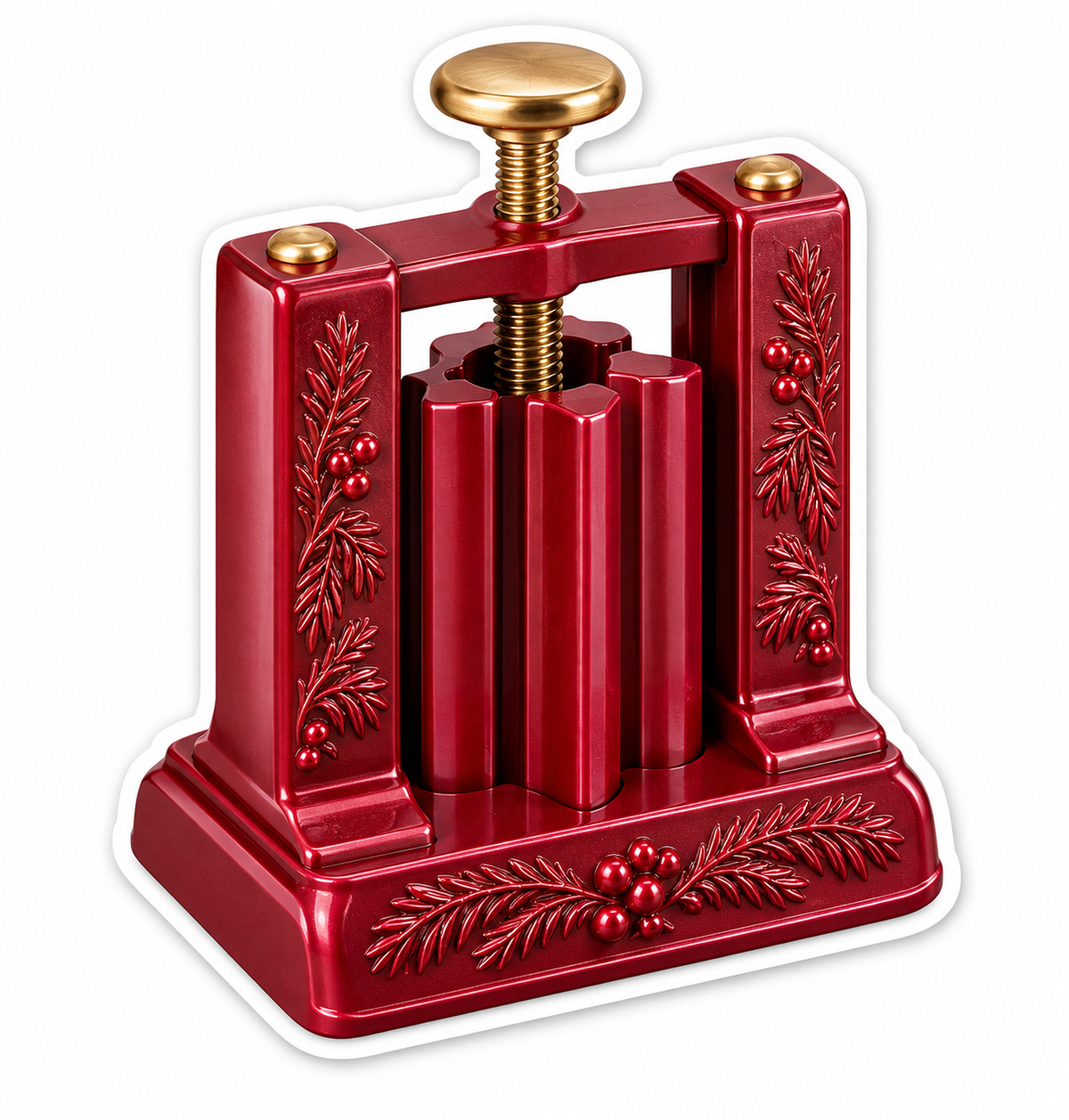 Red Decorative Screw Press with Golden Knobs Vinyl Decal Stickers