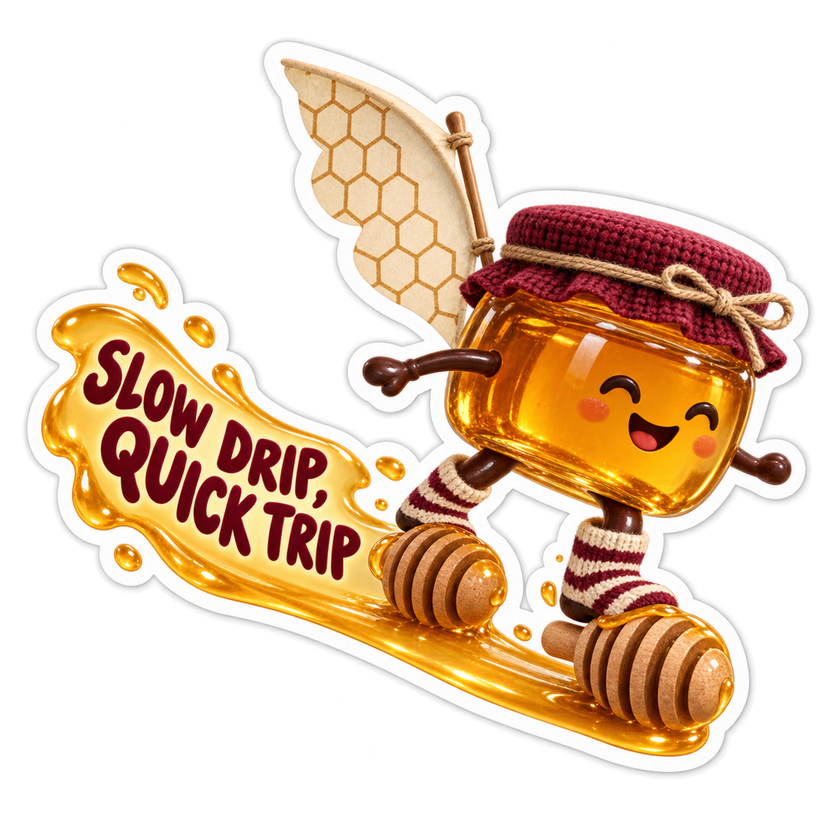 Honey Jar Skating on Honey Dippers Art Vinyl Decal Stickers