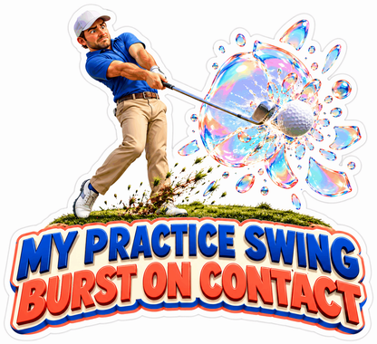 Golfer Bursting Iridescent Bubble Art Vinyl Decal Stickers
