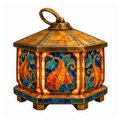 Mosaic Gourd Pattern Autumn Lantern Vinyl Decal Stickers