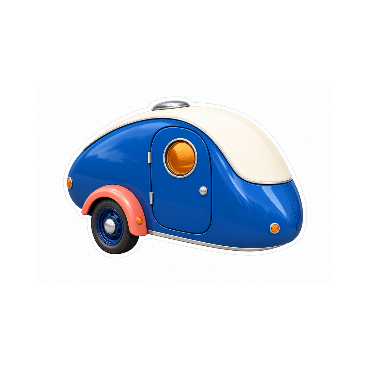 Blue Teardrop Camper Trailer Art Vinyl Decal Stickers
