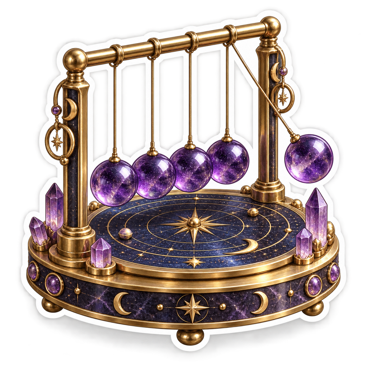 Purple Pendulum Balls on Celestial Stand Vinyl Decal Stickers