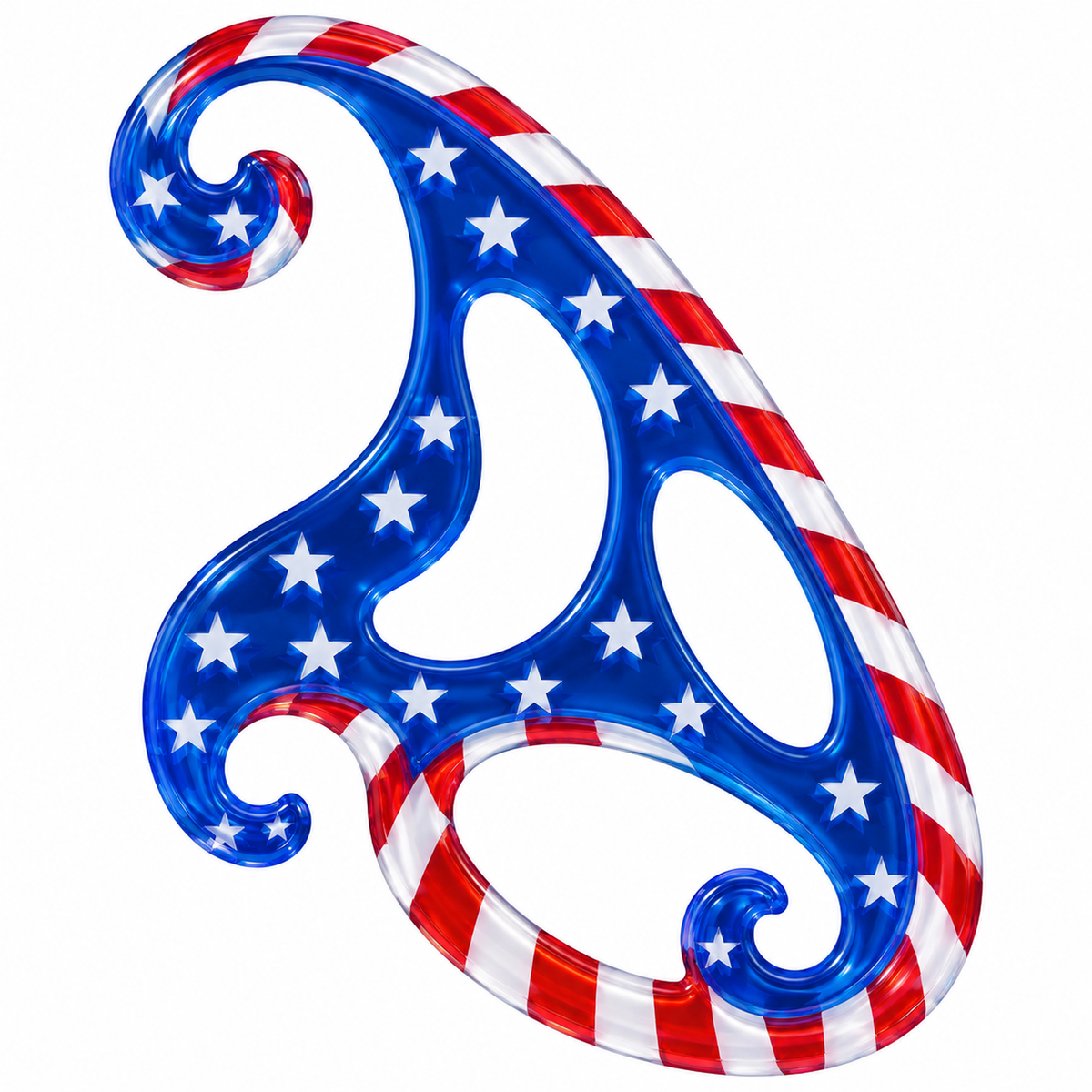 Blue Stars and Stripes Curved Drawing Template Vinyl Decal Stickers