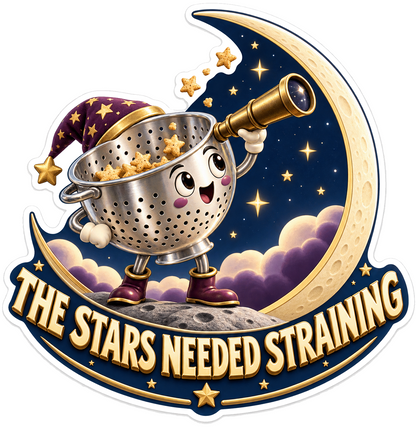 Colander Stargazing on Crescent Art Vinyl Decal Stickers