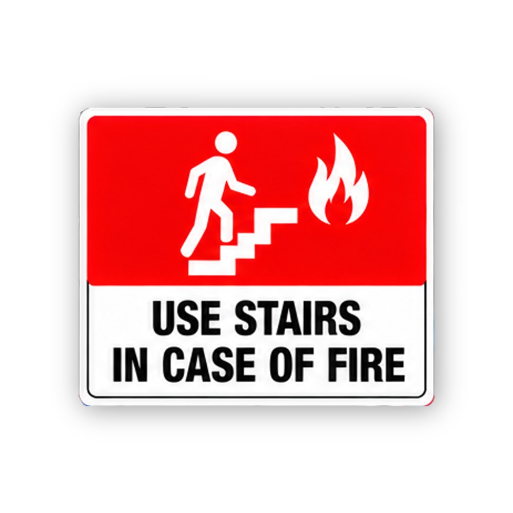 Red Fire Stairs Walking Figure Panel Vinyl Decal Stickers