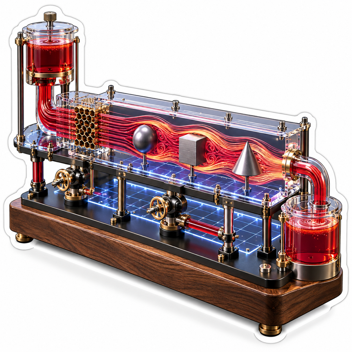 Red Flow Tube Display With Valves Art Vinyl Decal Stickers
