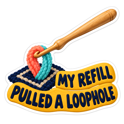 Wooden Crochet Hook and Heart Yarn Loop Vinyl Decal Stickers