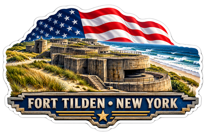 Fort Tilden New York American Flag Scene Vinyl Decal Stickers