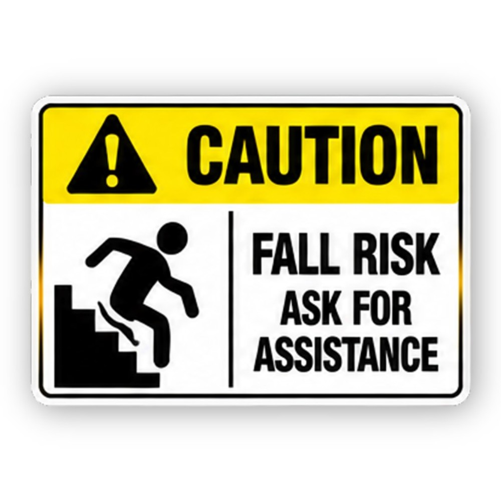 Yellow Fall Risk Stairs Figure Panel Vinyl Decal Stickers