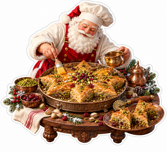 Santa Glazing Pistachio Star Pastry Tray Vinyl Decal Stickers