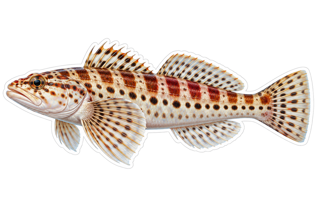 Cream Fish with Red Bars and Brown Spots Art Vinyl Decal Stickers