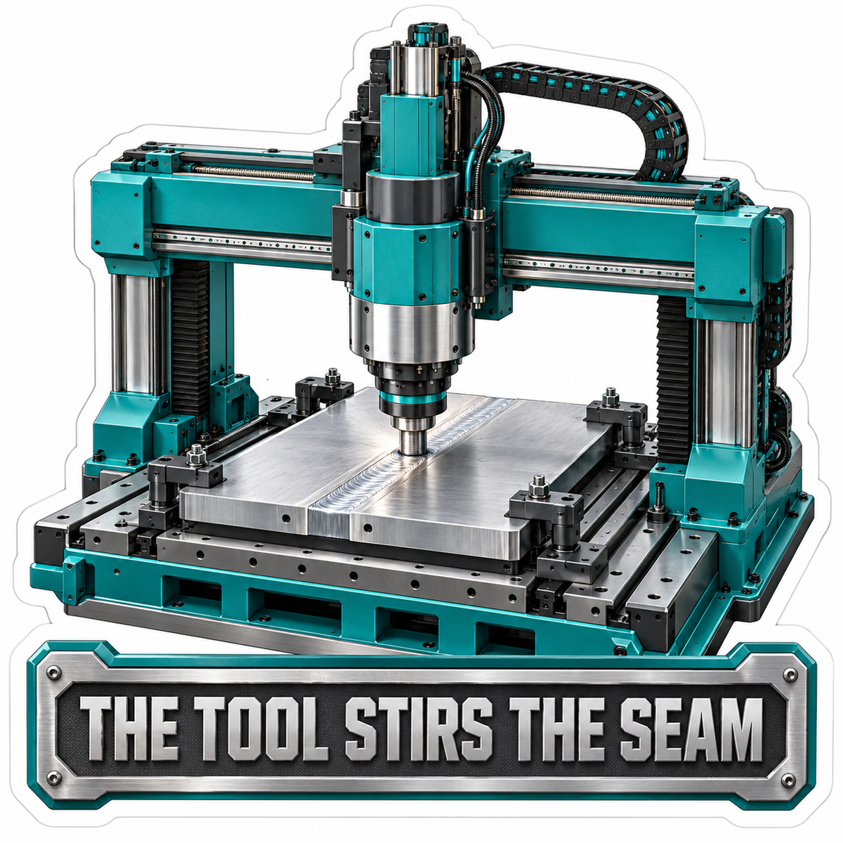Teal Gantry Machine Stirs Seam Quote Vinyl Decal Stickers