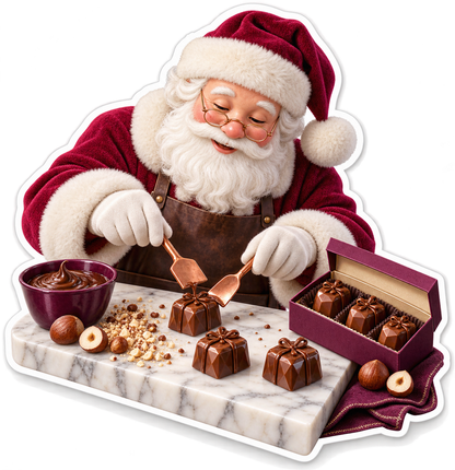 Santa Making Chocolate Gift Boxes Art Vinyl Decal Stickers