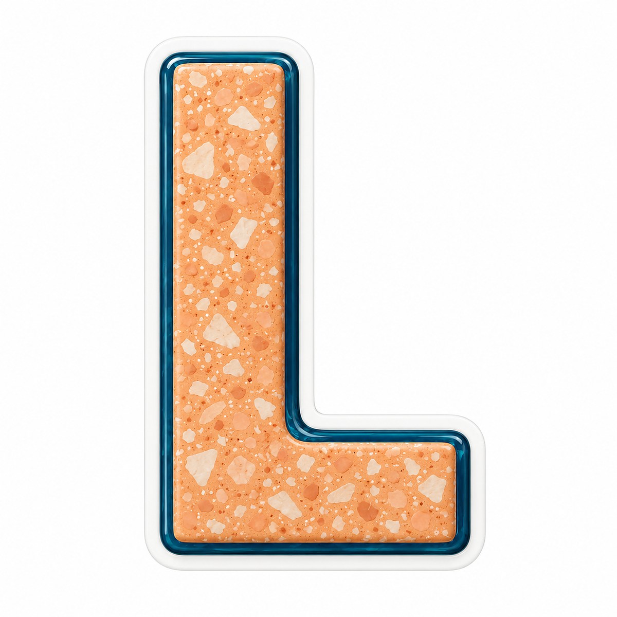 Apricot Teal Border Capital Letter L Art Vinyl Decal Stickers
