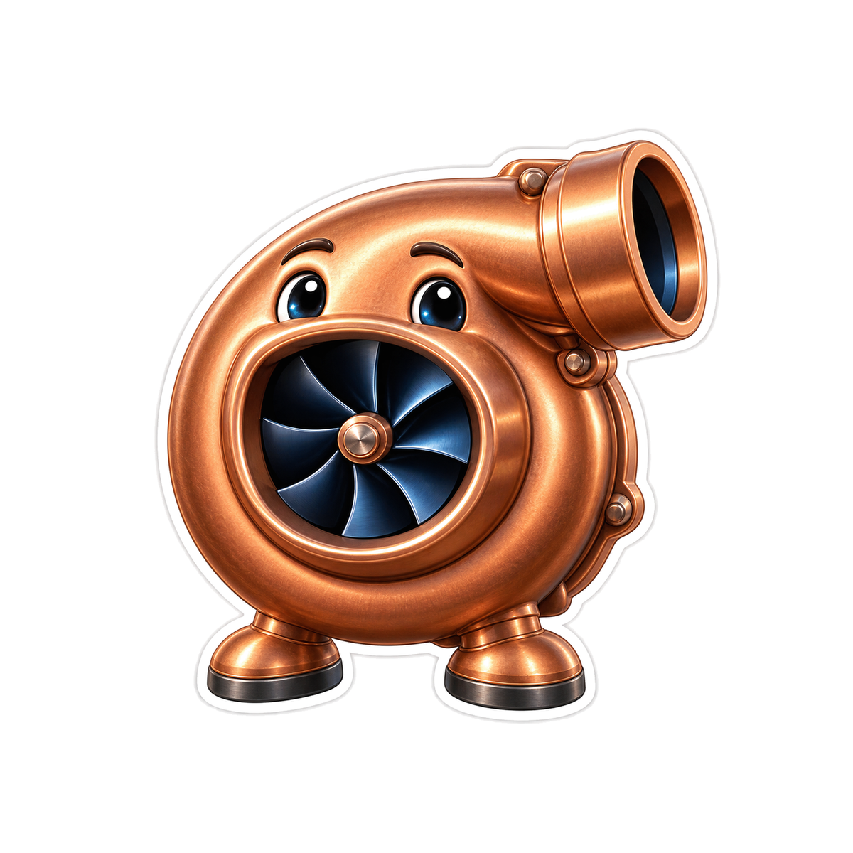 Copper Turbine Smiling Character Art Vinyl Decal Stickers