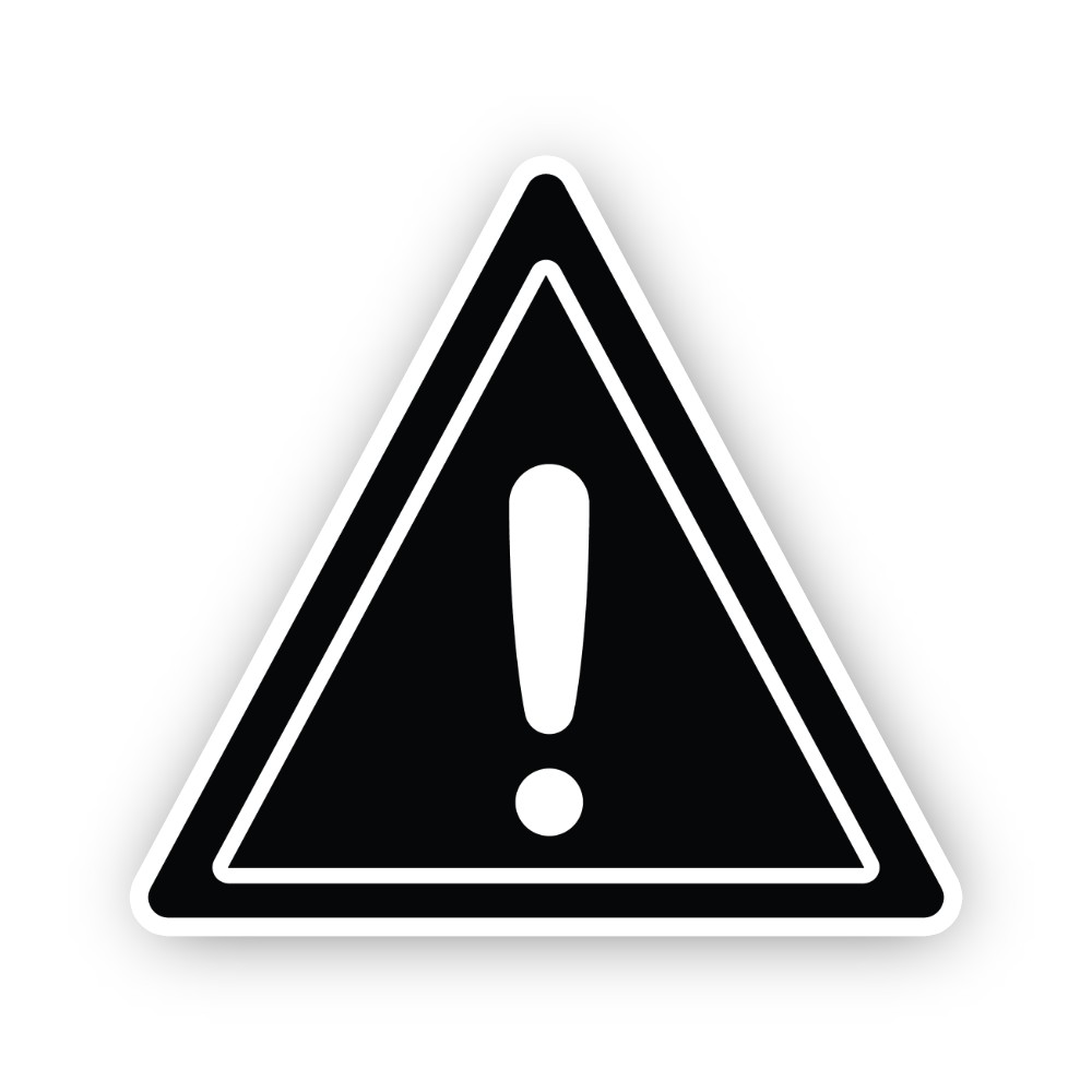 Black White Exclamation Triangle Vinyl Decal Stickers