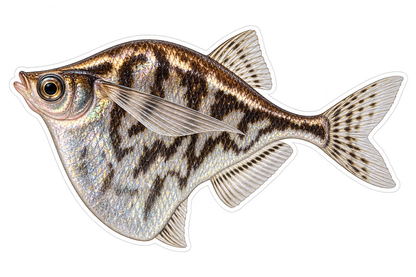 Marbled Deep Belly Fish Art Vinyl Decal Stickers