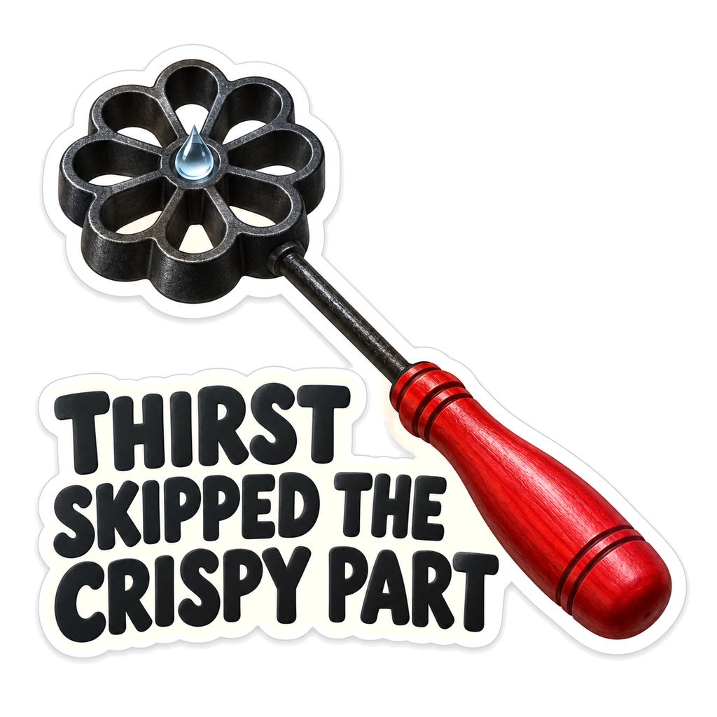 Flower Iron with Red Handle and Thirst Quote Vinyl Decal Stickers