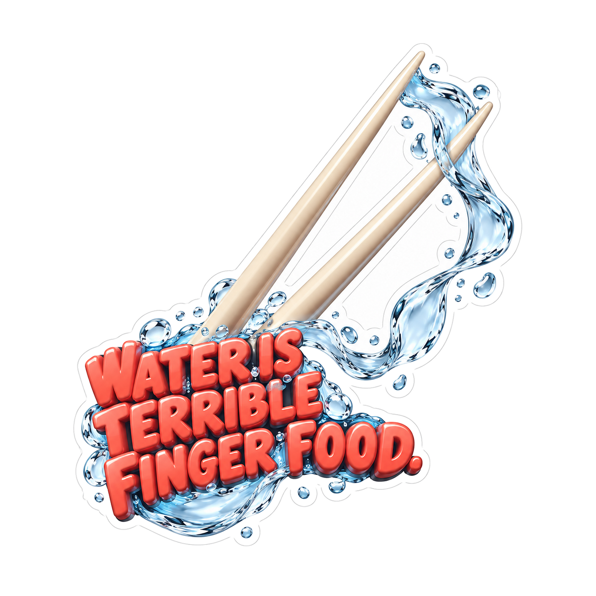 Chopsticks Water Finger Food Humor Art Vinyl Decal Stickers
