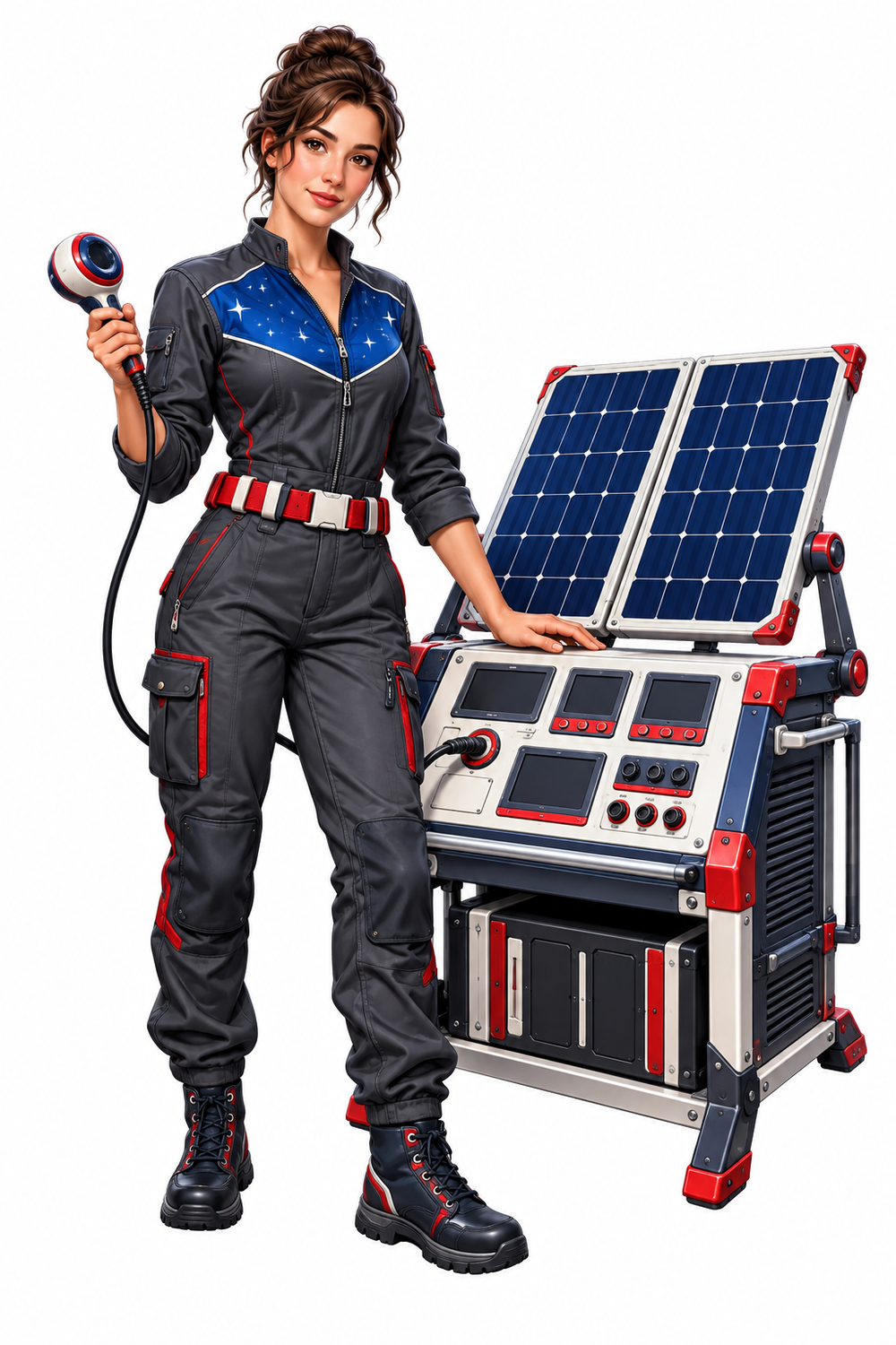Woman Solar Panel Power Console Art Vinyl Decal Stickers