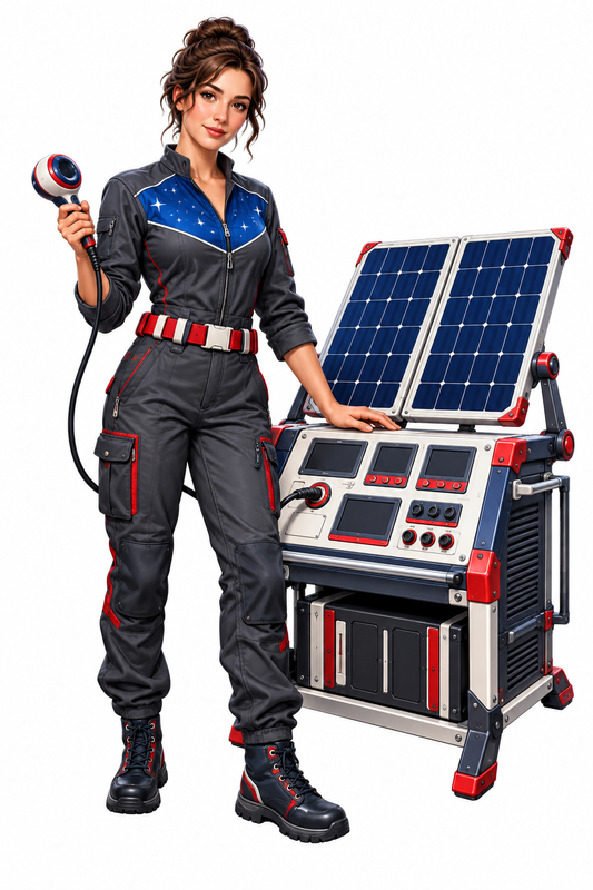 Woman Solar Panel Power Console Art Vinyl Decal Stickers