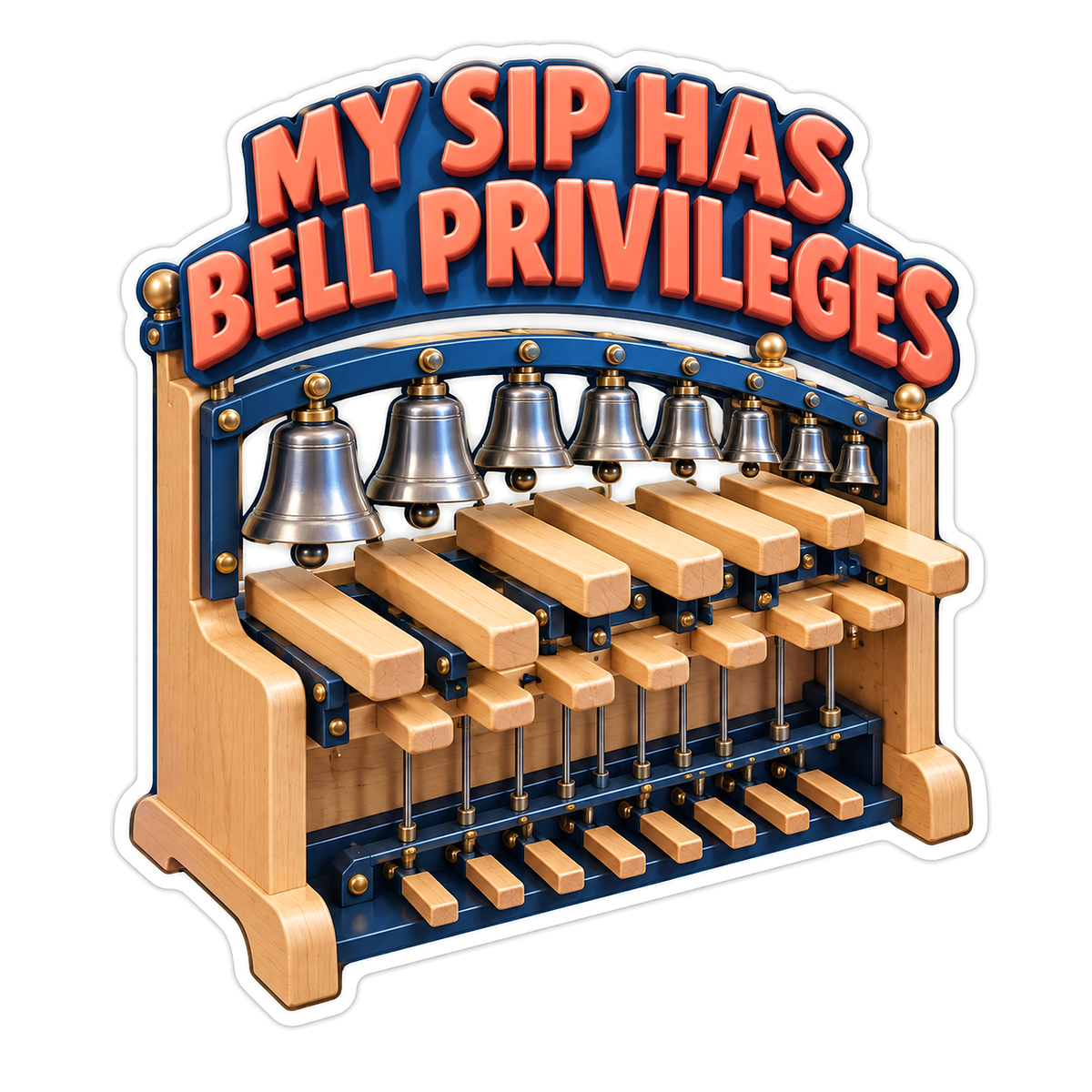 Wooden Practice Keyboard With Silver Bells Art Vinyl Decal Stickers