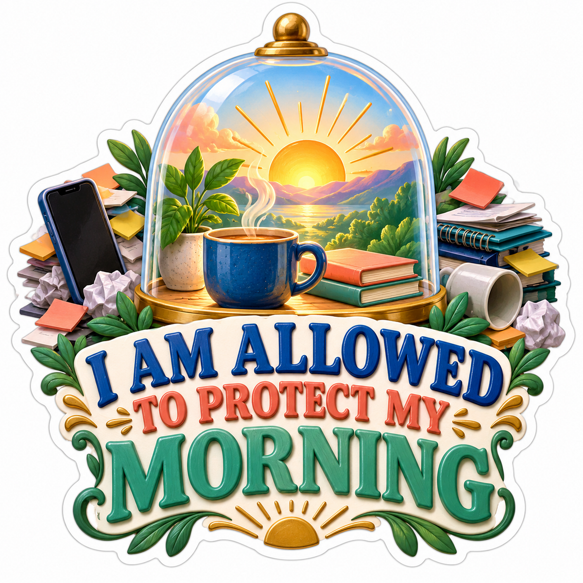 Sunrise Glass Dome Protect Morning Quote Art Vinyl Decal Stickers