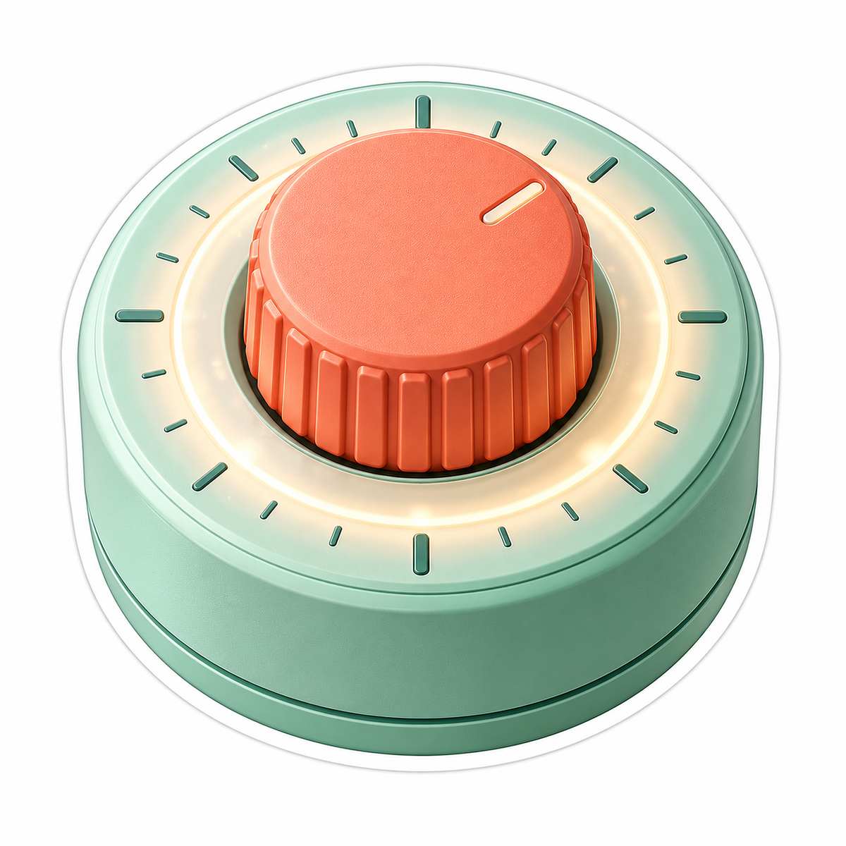 Mint Round Timer with Coral Knob Vinyl Decal Stickers