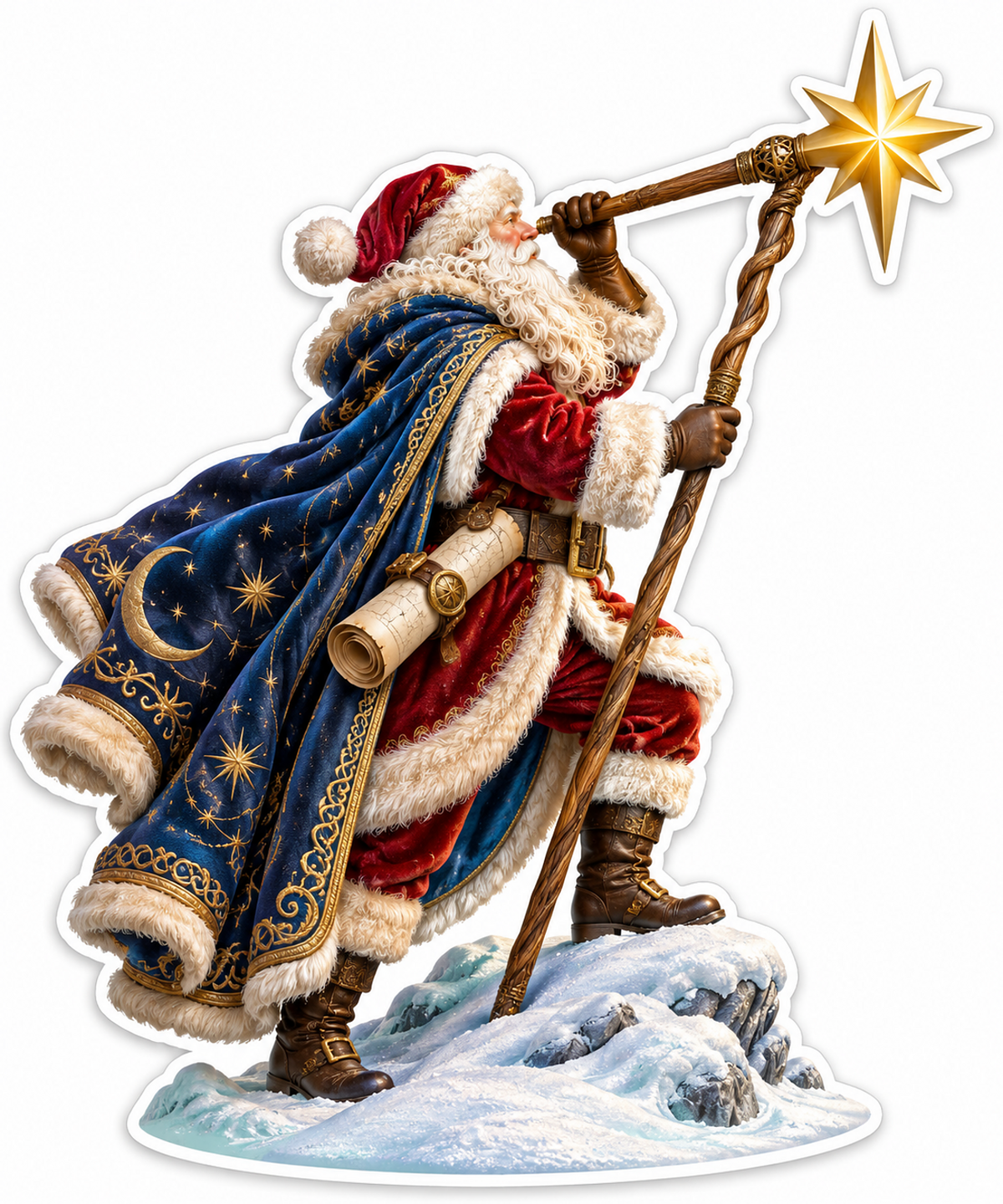 Santa Blue Star Cape Stargazing Art Vinyl Decal Stickers