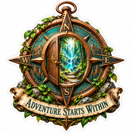Forest Door Compass Adventure Quote Art Vinyl Decal Stickers