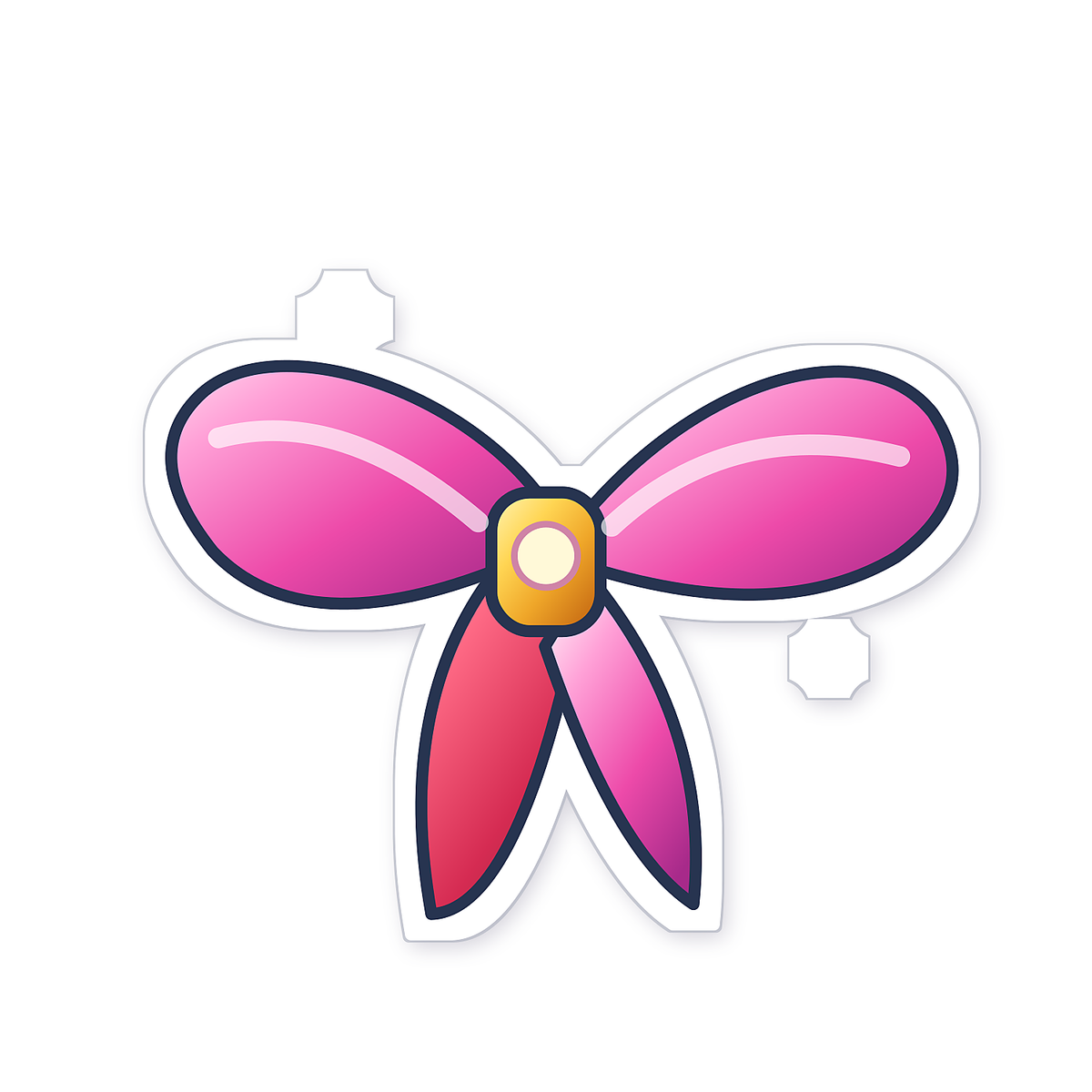 Pink Ribbon Bow With Golden Center Art Vinyl Decal Stickers