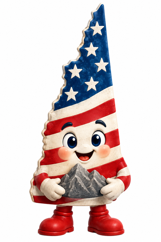Patriotic New Hampshire Mascot with Mountain Vinyl Decal Stickers