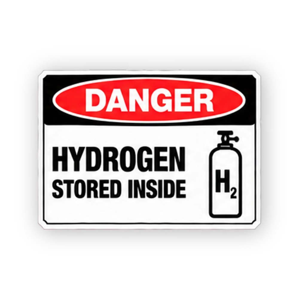 Red Hydrogen Stored Cylinder Panel Vinyl Decal Stickers