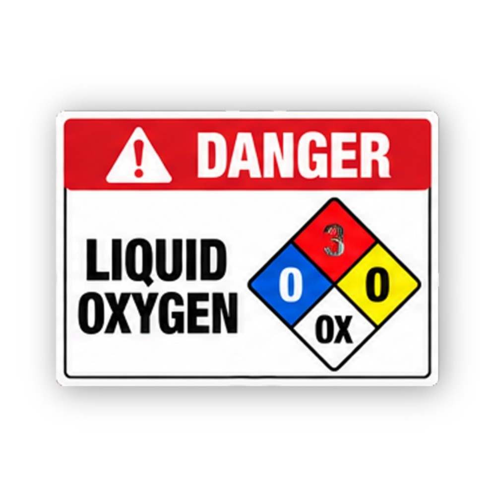 Red Danger Liquid Oxygen OX Diamond Panel Vinyl Decal Stickers